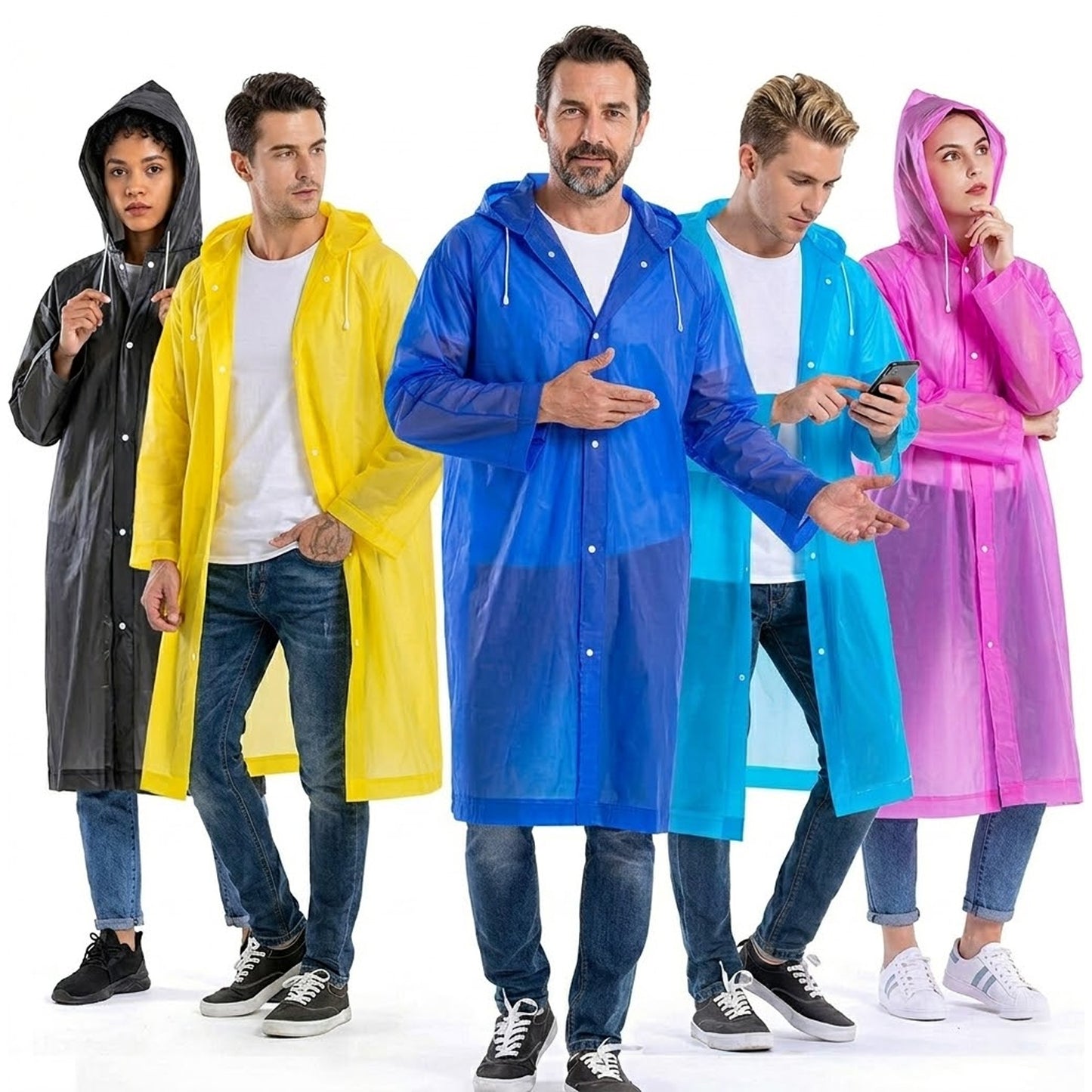 EYUVAA  Waterproof Raincoat for Men & Women| Comfortable Rain Jacket with Hood for Adults| lightweight and Reusable Eva raincoat for Camping & All Weather(Random Colour)