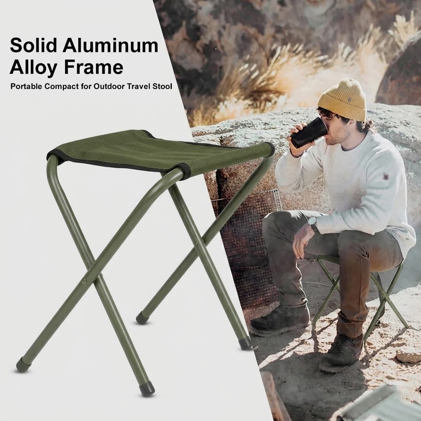 EYUVAA Portable Stool for Camping| Lightweight Compact Folding Seat for Smooth Seating Comfort| Durable & Compact Design for Outdoor Activities, Travelling, Trekking, Picnic & Garden