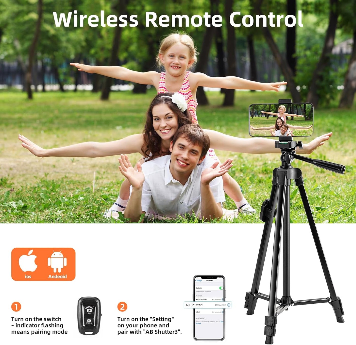 EYUVAA Tripod Stand with Remote & 360° Rotation Phone Holder Mount| Aluminium Alloy with Extend Upto 51Inch/ 130CM Adjustable Height| Tripod Stand for Mobile, Video Camera & Ring Lights