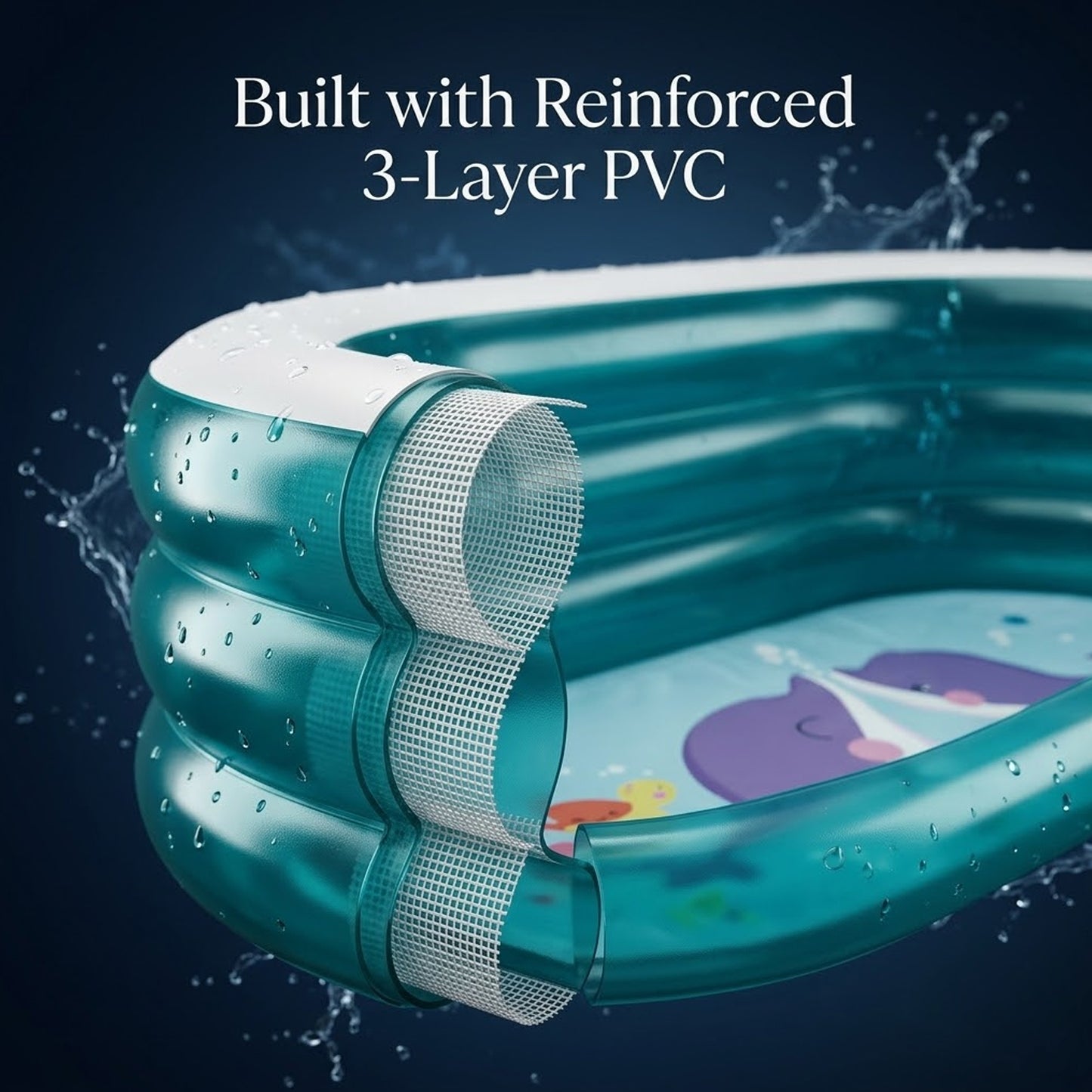 EYUVAA Oval Inflatable Pool for Kids & Family| 5.5 Feet Large Swimming Pool with 3-Layer Thick PVC Design| Outdoor Water Pool for Backyard, Terrace & Sun Bath