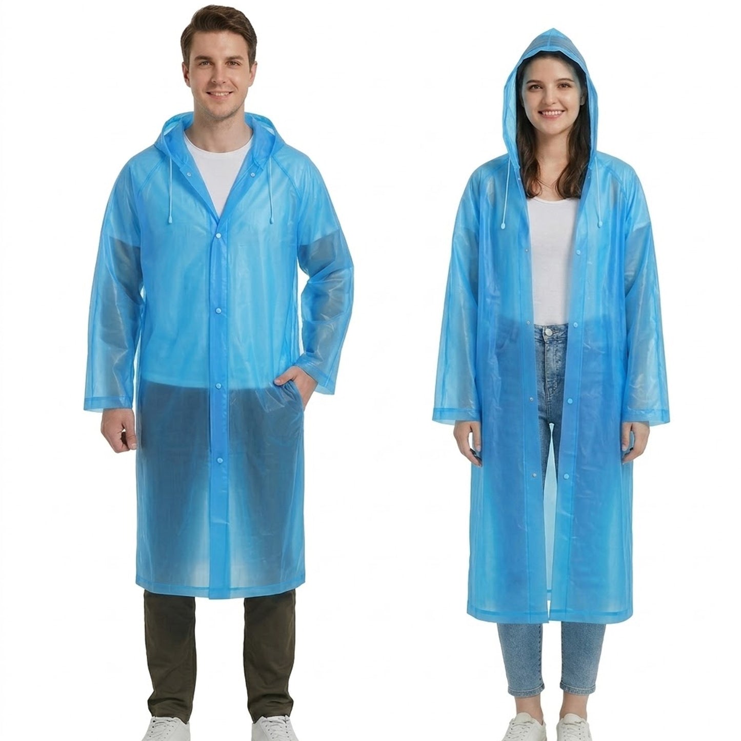EYUVAA  Waterproof Raincoat for Men & Women| Comfortable Rain Jacket with Hood for Adults| lightweight and Reusable Eva raincoat for Camping & All Weather(Random Colour)