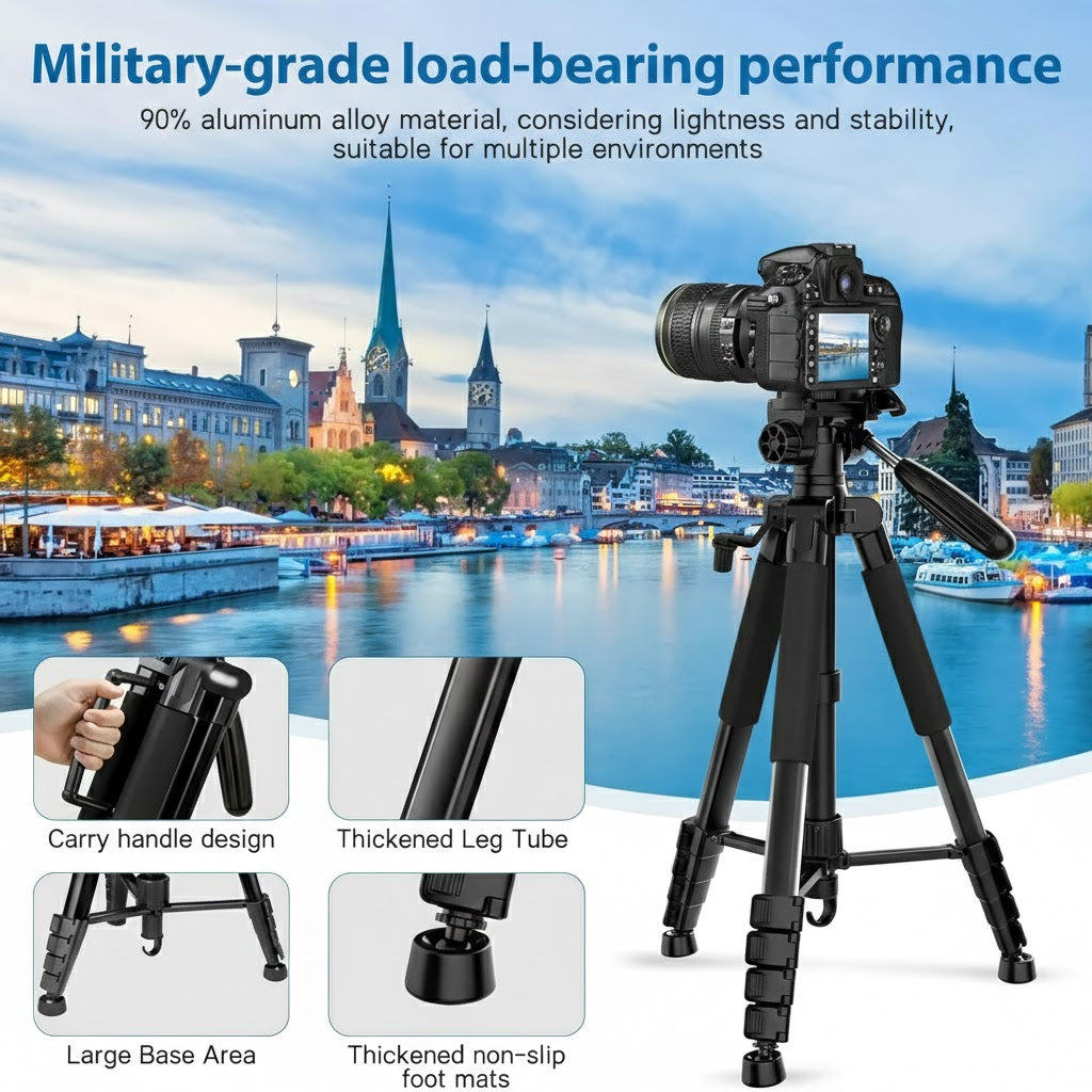 EYUVAA Tripod Stand for Mobile & Camera with 360° Rotation| Adjustable Height Aluminium Tripod Stand with Bluetooth Remote| Mobile Holder Mount for Video Recording, Photography & Vlogging