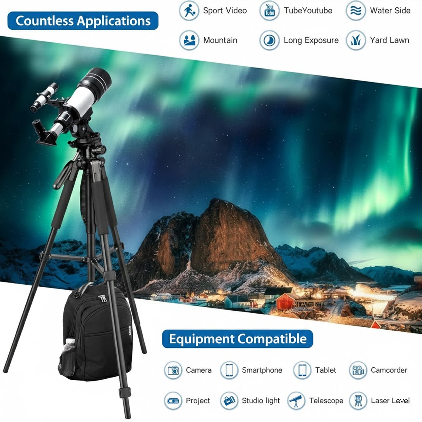 EYUVAA Tripod Stand for Mobile & Camera with 360° Rotation| Adjustable Height Aluminium Tripod Stand with Bluetooth Remote| Mobile Holder Mount for Video Recording, Photography & Vlogging