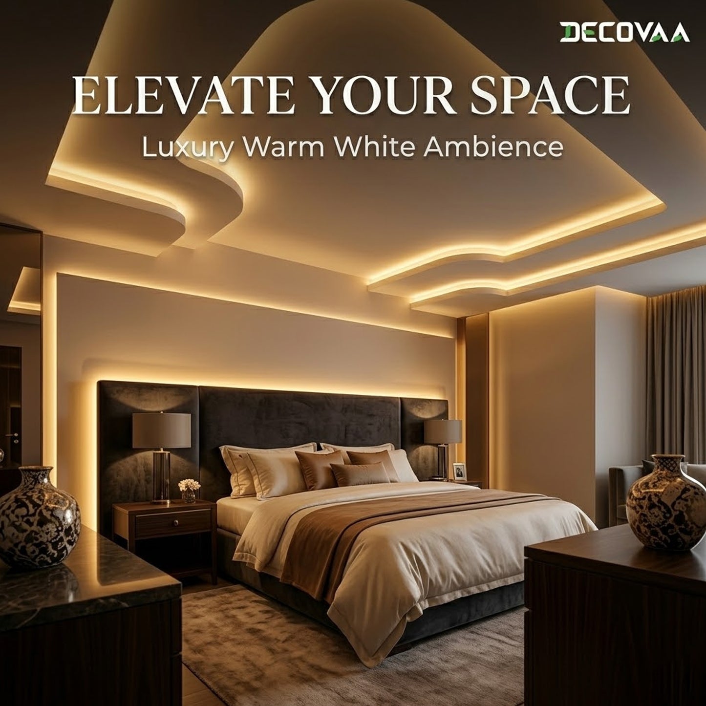 DECOVAA 9M LED Rope Light,Waterproof Decorative Strip Light with Indian Plug,Flexible PVC Tube Lights for Home Decor,Balcony,Ceiling,Garden,Party,Festival & Wedding Decoration