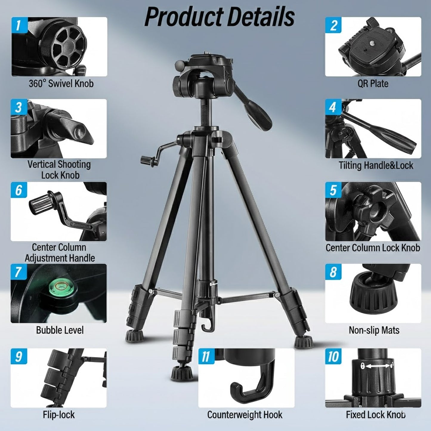 EYUVAA Tripod for Mobile Phones with Bluetooth Remote| Aluminium Mobile Stand with 360° Rotatable Holder| Compatible with Smartphones & Camera for Photography, Videography & Live Streaming