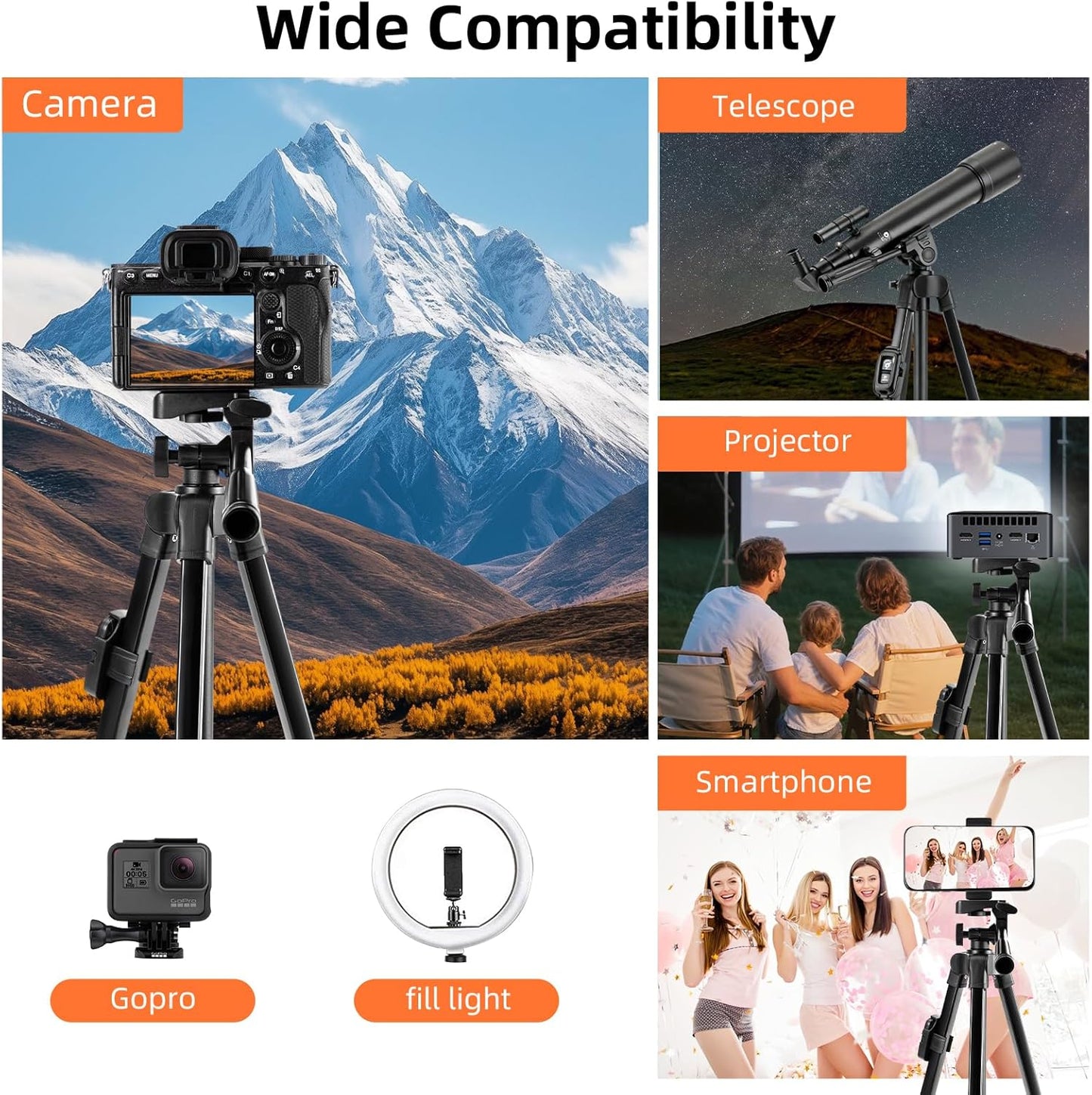 EYUVAA Tripod Stand with Remote & 360° Rotation Phone Holder Mount| Aluminium Alloy with Extend Upto 51Inch/ 130CM Adjustable Height| Tripod Stand for Mobile, Video Camera & Ring Lights