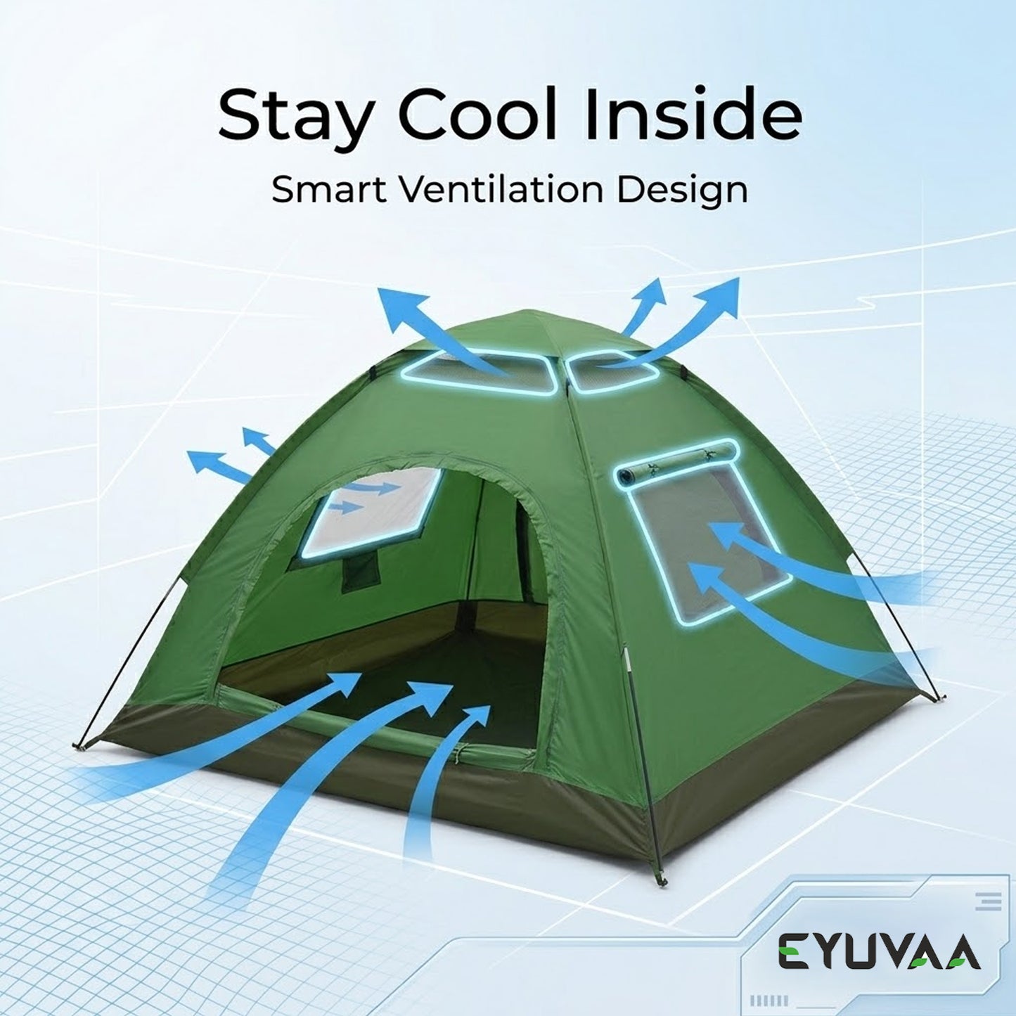 EYUVAA Camping Tent for 8 Person| Waterproof Portable Outdoor Tent with Carry Bag| Easy Setup Lightweight Dome Tent for Hiking, Picnic & Travelling (Random Colour)