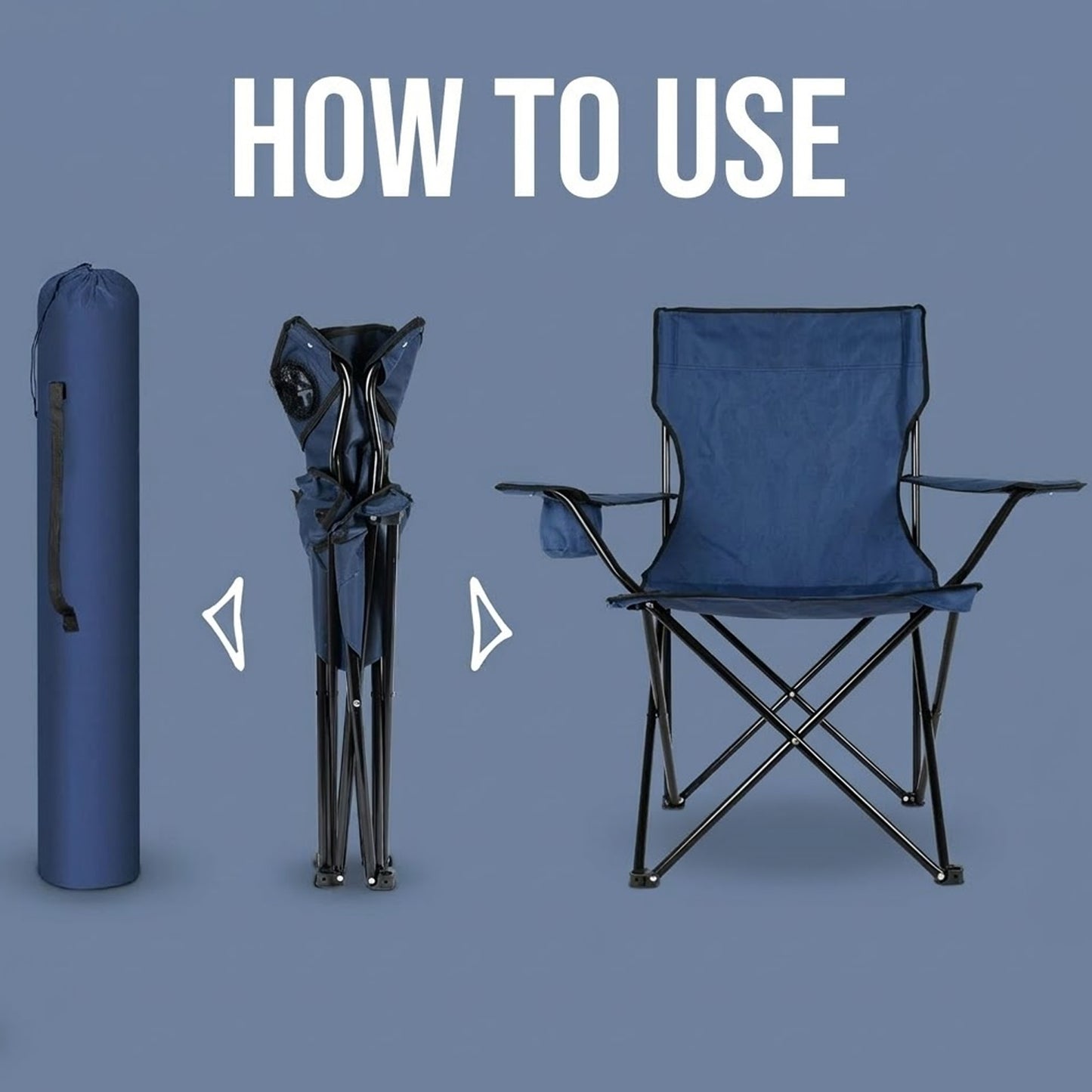 EYUVAA Foldable Camping Chair with Cup Holder| Portable and Lightweight Design & Heavy-Duty Fabric for Comfortable Seating| Folding Chair for Travelling, Camping, Picnic, Garden
