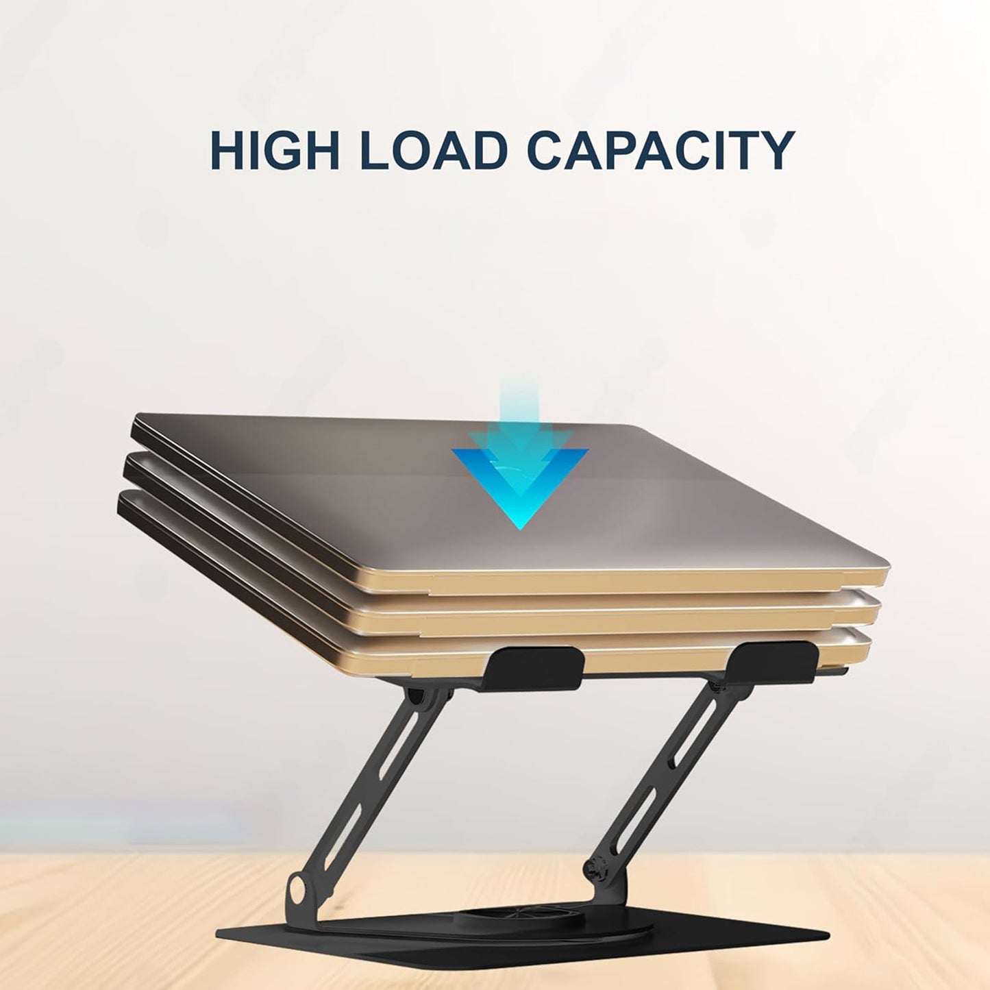 EYUVAA Metal Laptop Stand with Cooling Fan & RGB Light | 360° Rotation with Adjustable Height, Compatible with 10-17 inch Laptops Stand for Gaming, Table, Office (Black)