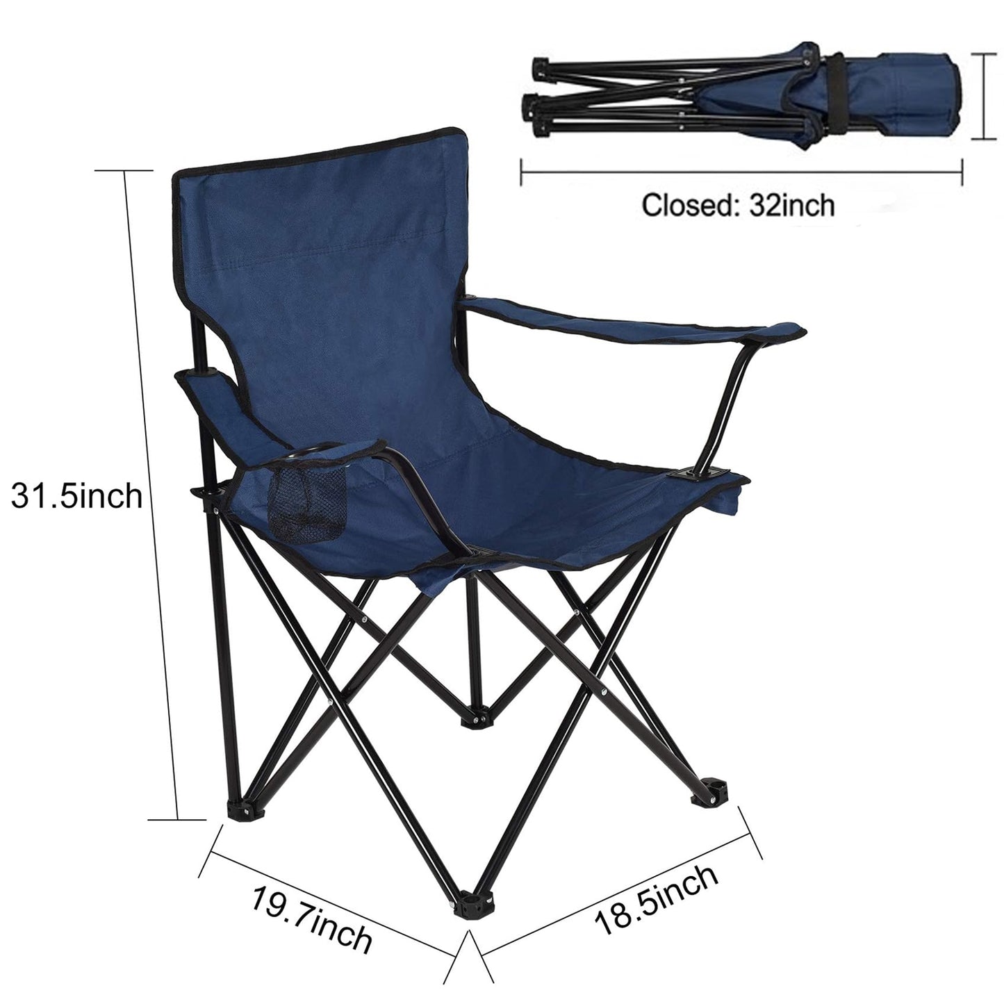 EYUVAA Foldable Camping Chair with Cup Holder| Portable and Lightweight Design & Heavy-Duty Fabric for Comfortable Seating| Folding Chair for Travelling, Camping, Picnic, Garden