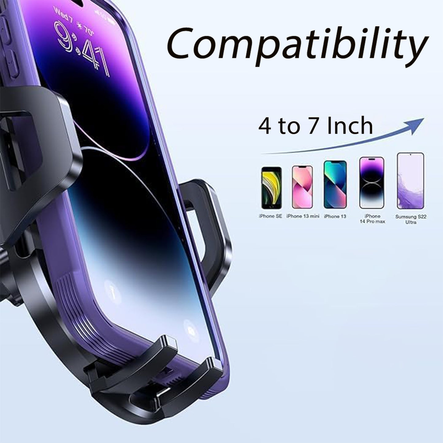 EYUVAA Car Mobile Phone Holder with Strong Suction Cup, Mobile Mount for Car, Adjustable 360° Rotating Phone Stand for Dashboard & Windshield, Compatible with All Smartphones