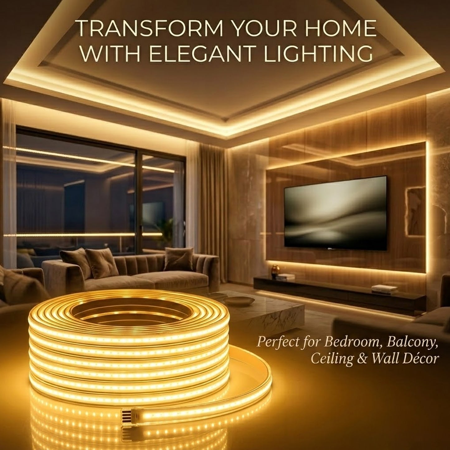 DECOVAA 9M LED Rope Light,Waterproof Decorative Strip Light with Indian Plug,Flexible PVC Tube Lights for Home Decor,Balcony,Ceiling,Garden,Party,Festival & Wedding Decoration