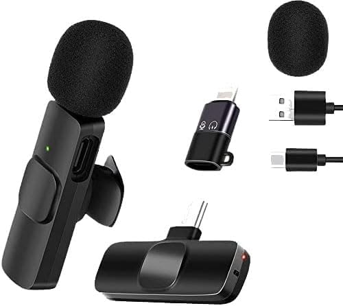 CHAMPKIA Wireless Lavalier Microphone for All Smartphones | Plug & Play Collar Mic with Noise Reduction | Clear Audio for Vlogging, YouTube, Interviews & Online Classes (K-8)