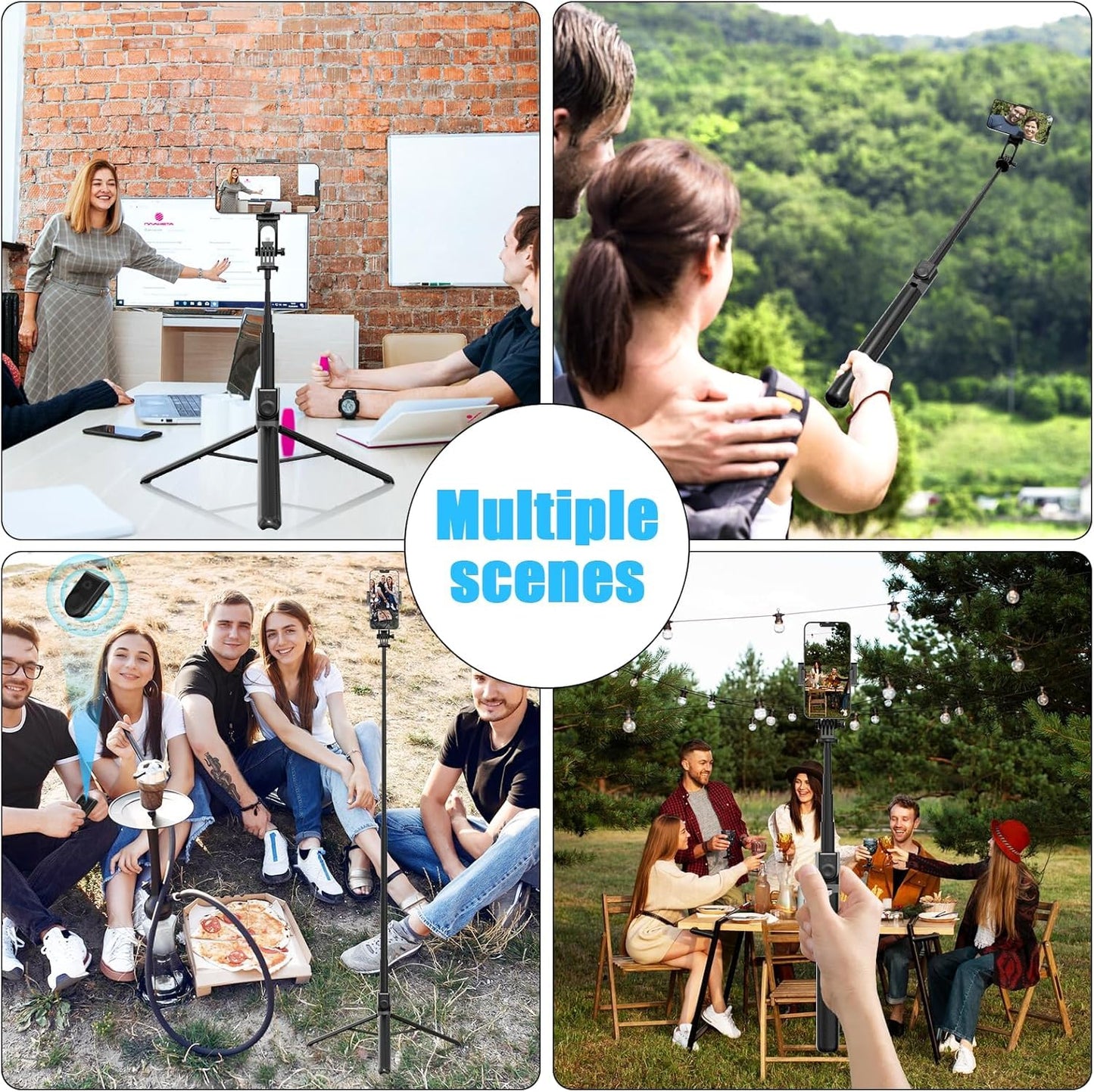 EYUVAA Portable Selfie Stick Tripod with Remote, Foldable & Extendable 70 inch/5.9 Feet Long Stick with 360° Rotation for Travel, Vlogging Compatible with All Smartphones