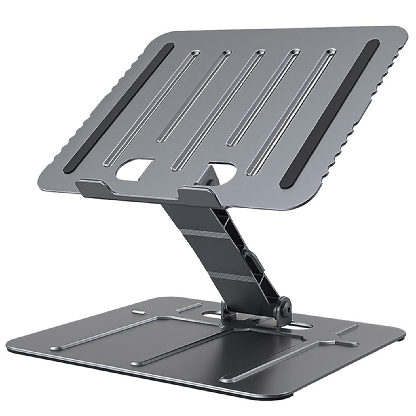 EYUVAA Heavy-Duty Metal Laptop Stand | Foldable & Adjustable Ergonomic Design with Anti-Slip Silicon Pads, Aluminium Alloy Riser with 17″ Laptops for Desk, Home, Office