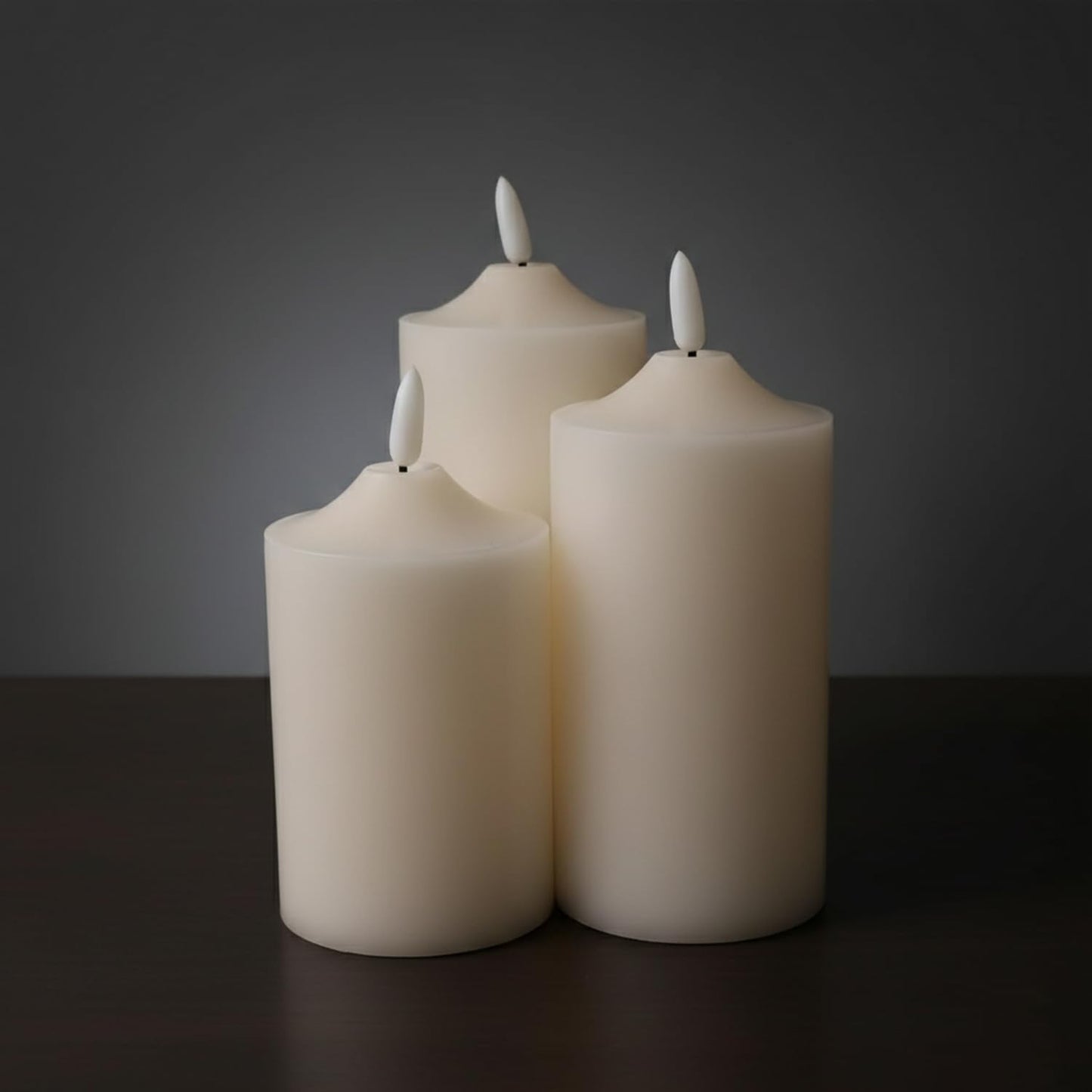 EYUVAA 3D Flameless LED Pillar Candles| Realistic Flameless and Flickering Effect Candle| Battery Operated Decorative Candles for Home Décor, Weddings, Diwali & Pooja Decoration (Set of 3)