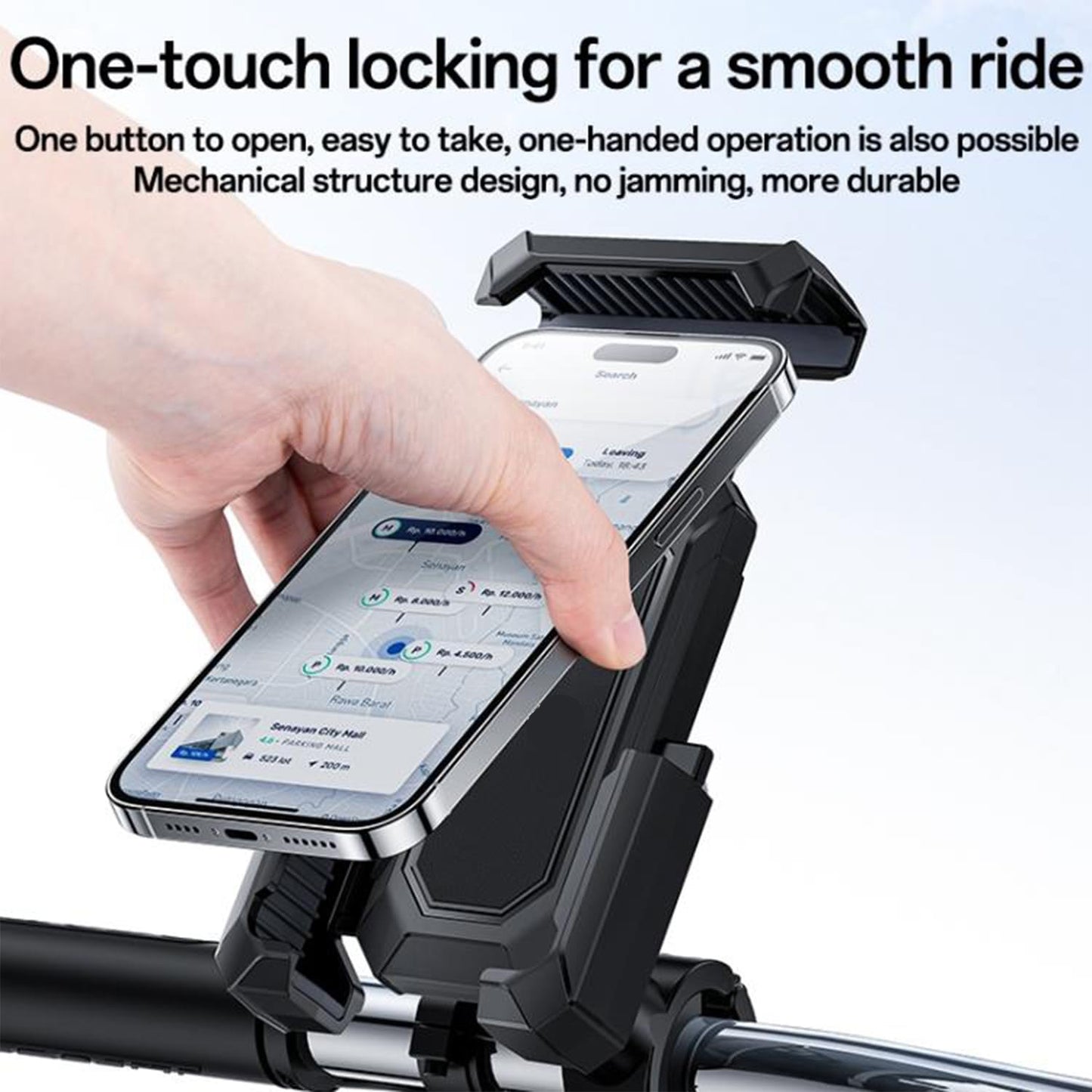 EYUVAA Mobile Phone Holder for Bike Handlebar, Adjustable 360° Rotation Phone Mount, Heavy-Duty Anti-Shakeproof Mobile Stand for Bicycle, Motorcycle, Scooters