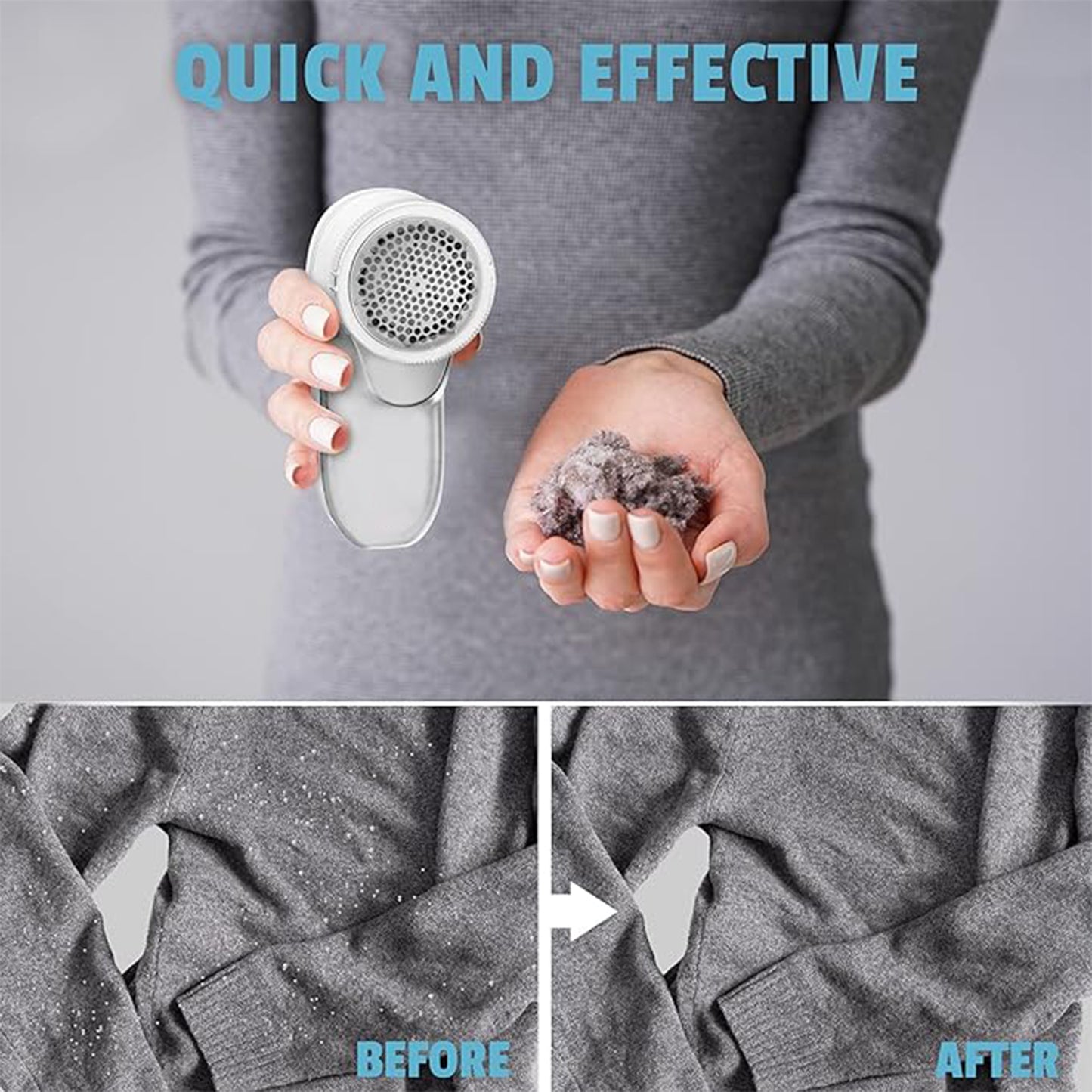 Electric Lint Remover for Cloth with Stainless Steel 3-Leaf Blades Fabric Shaver for Woollen Clothes, Sweater Shaver for Removing Fuzz and Pill from Sweater, Carpets, Curtains