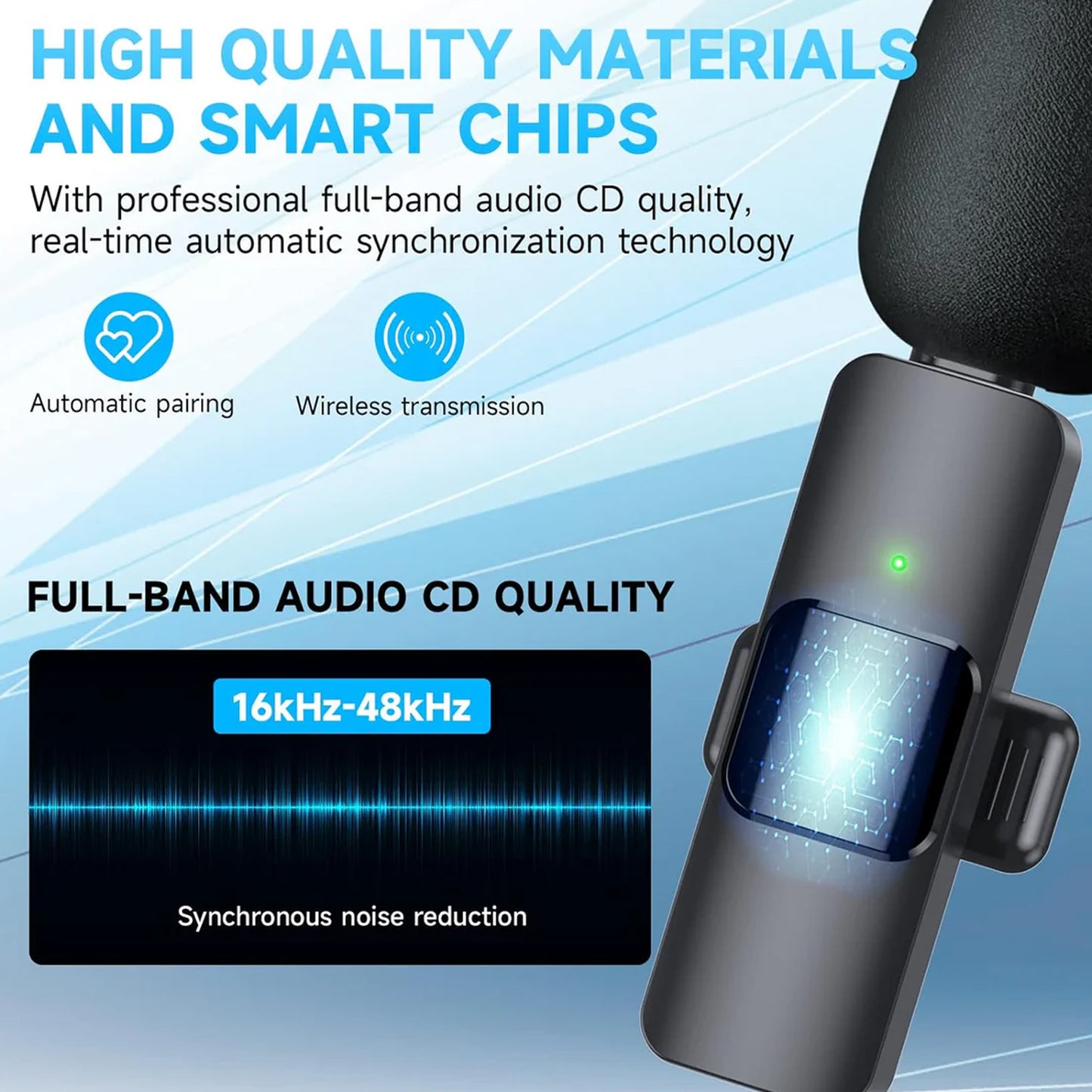CHAMPKIA Wireless Lavalier Microphone for All Smartphones | Plug & Play Collar Mic with Noise Reduction | Clear Audio for Vlogging, YouTube, Interviews & Online Classes (K-8)