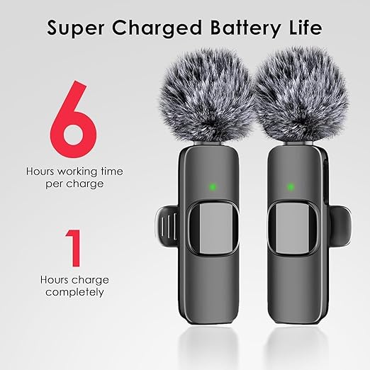 CHAMPKIA Dual Wireless Lavalier Microphone for iPhone & Android Mini Collar Mic with Noise Reduction, 50ft Range, USB-C & Lightning Receiver for YouTube,Vlogging, Podcasts & Live Streaming (K9-Pro)