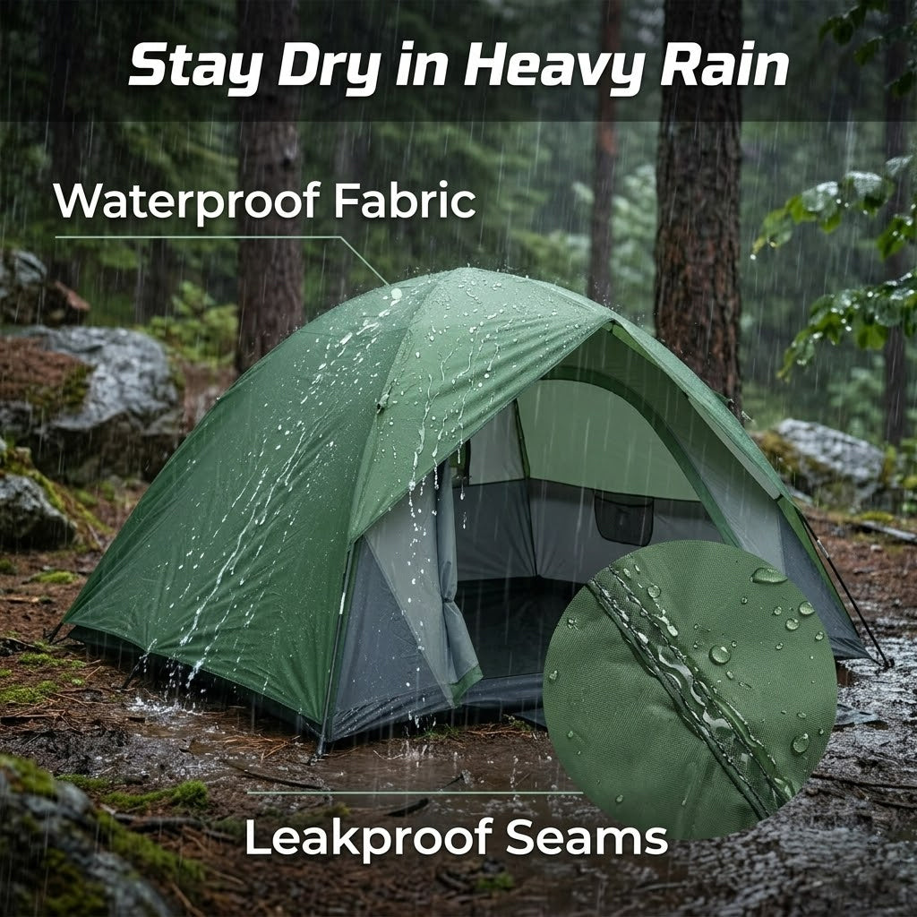 EYUVAA Foldable Camping Tent| Double-Layer Waterproof Outdoor Dome Tent with Carry Bag | Portable & Breathable Tent for Trekking, Hiking, Beach & Travel