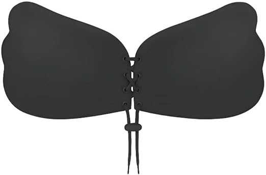 Adhesive Silicone Gel Stick-On Bra Invisible Push-up Design Bra For Women's & Girl's (Black)