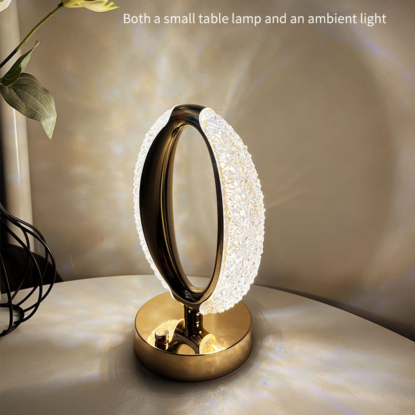 Oval Shape Crystal Lamp USB Rechargeable, 3-Way Dimmable Touch Control Diamond Nightstand Lamp for home, Bedroom, Living, Room, Party, Restaurant