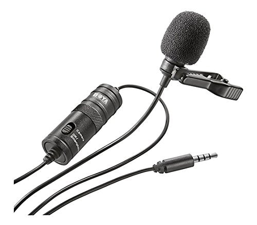 Boya BYM1 Omnidirectional Lavalier Condenser Microphone with 20ft Audio Cable (Black)