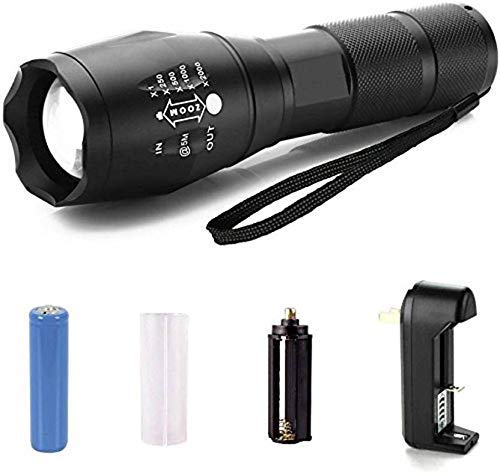 EYUVAA Rechargeable Emergency Torch Light with Universal Battery Charger | Waterproof, Compact, Zoomable Tactical Rechargeable Light for Home, Camping, Hiking, Outdoor & Emergency Use