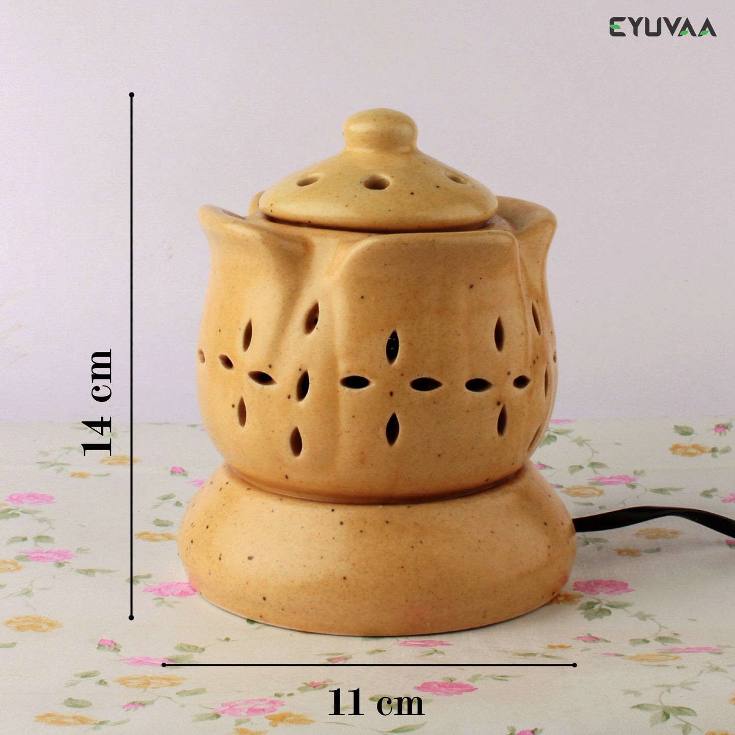 Kamal-shaped Aroma Electric Diffuser, Lotus shaped Diffuser,Aromatherapy Ceramic Diffuser Set for Home Fragrance with 10 ml Aroma Oil