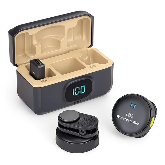 EYUVAA Q-8 Dual Wireless Lavalier Microphone with Charging Case | Ultra-Light 2.4G Collar Mic for all Smartphones | Noise Cancellation, Magnetic Clip, Ideal for YouTube, Vlogging, Interviews