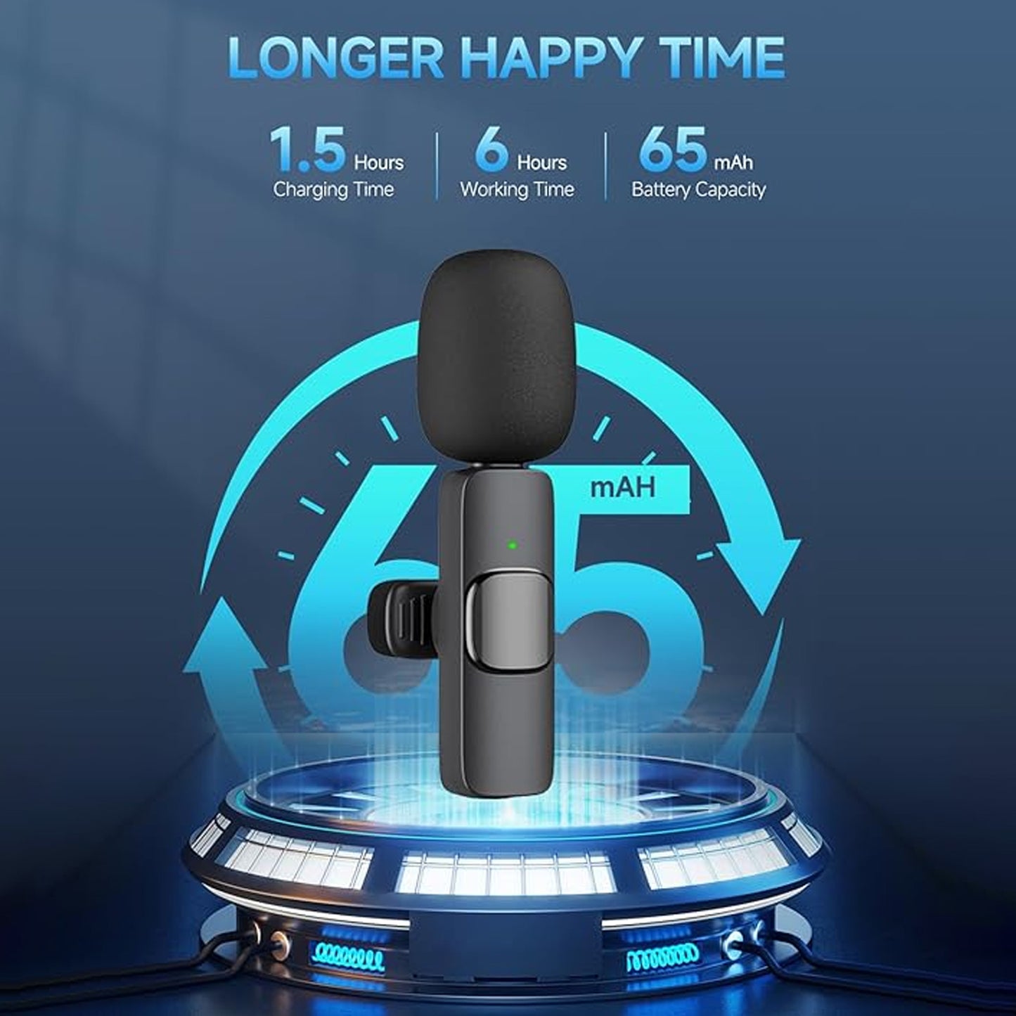 CHAMPKIA Wireless Lavalier Microphone for All Smartphones | Plug & Play Collar Mic with Noise Reduction | Clear Audio for Vlogging, YouTube, Interviews & Online Classes (K-8)