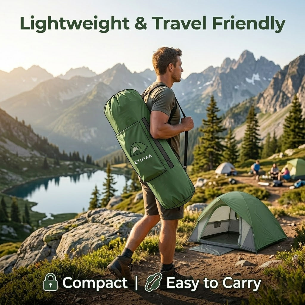 EYUVAA Foldable Camping Tent| Double-Layer Waterproof Outdoor Dome Tent with Carry Bag | Portable & Breathable Tent for Trekking, Hiking, Beach & Travel