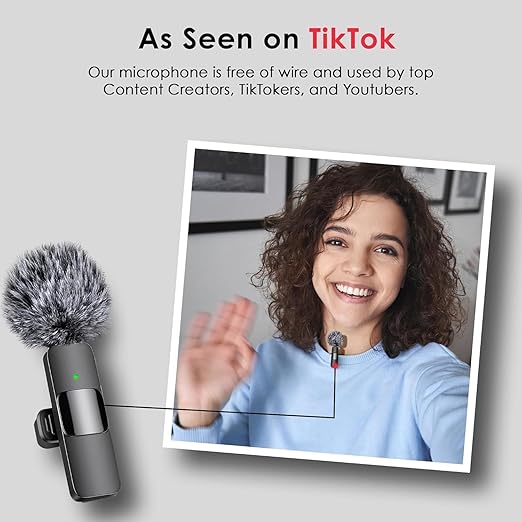 CHAMPKIA Dual Wireless Lavalier Microphone for iPhone & Android Mini Collar Mic with Noise Reduction, 50ft Range, USB-C & Lightning Receiver for YouTube,Vlogging, Podcasts & Live Streaming (K9-Pro)