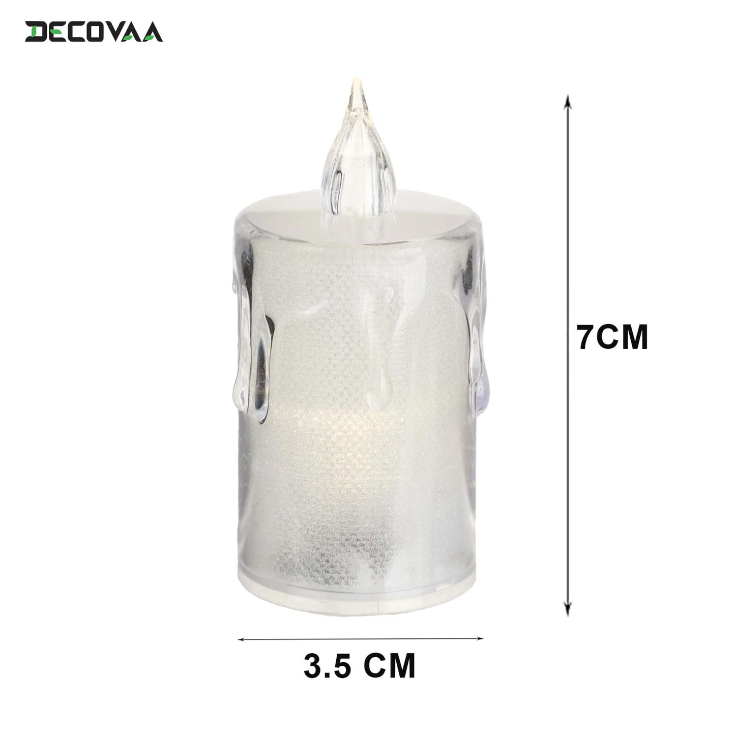 EYUVAA Crystal LED Tealight Candles| Smokeless Candle| Battery Operated Flickering Tea Lights, Electric Decorative Diyas for Diwali, Wedding, Christmas, Gifting & Home Decoration