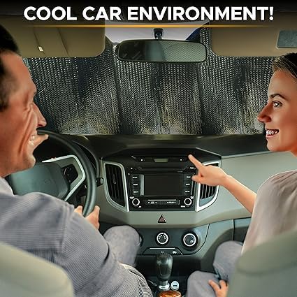 EYUVAA Car Windshield Sunshade Cover Foldable Reflective Blocks UV Rays | Universal Fit Windshield Cover Front Window Protector Shield| Compatible with All Car