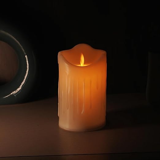 DECOVAA Dripping LED Pillar Candles| Smokeless Battery Operated Flickering Candle Lights| Flameless Tea Light, Decorative Candles for Home Decor, Diwali, Christmas & Festive Décor