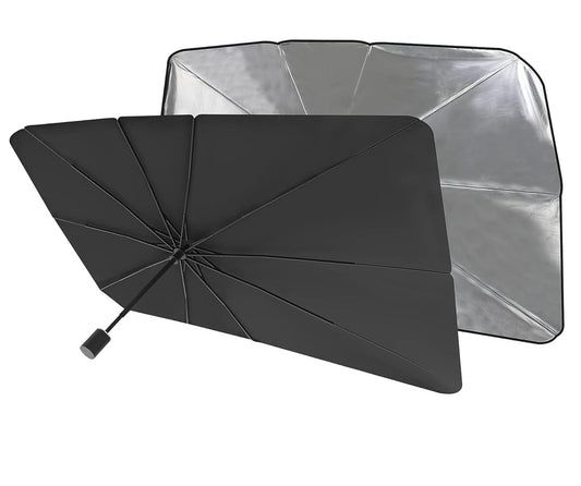 EYUVAA Polyester Car Windshield Sun Shade Umbrella Protector For Front Window, Foldable Sun UV & Heat Protector Suitable For Windshields Of All Suvs, Sedan & Hatchback