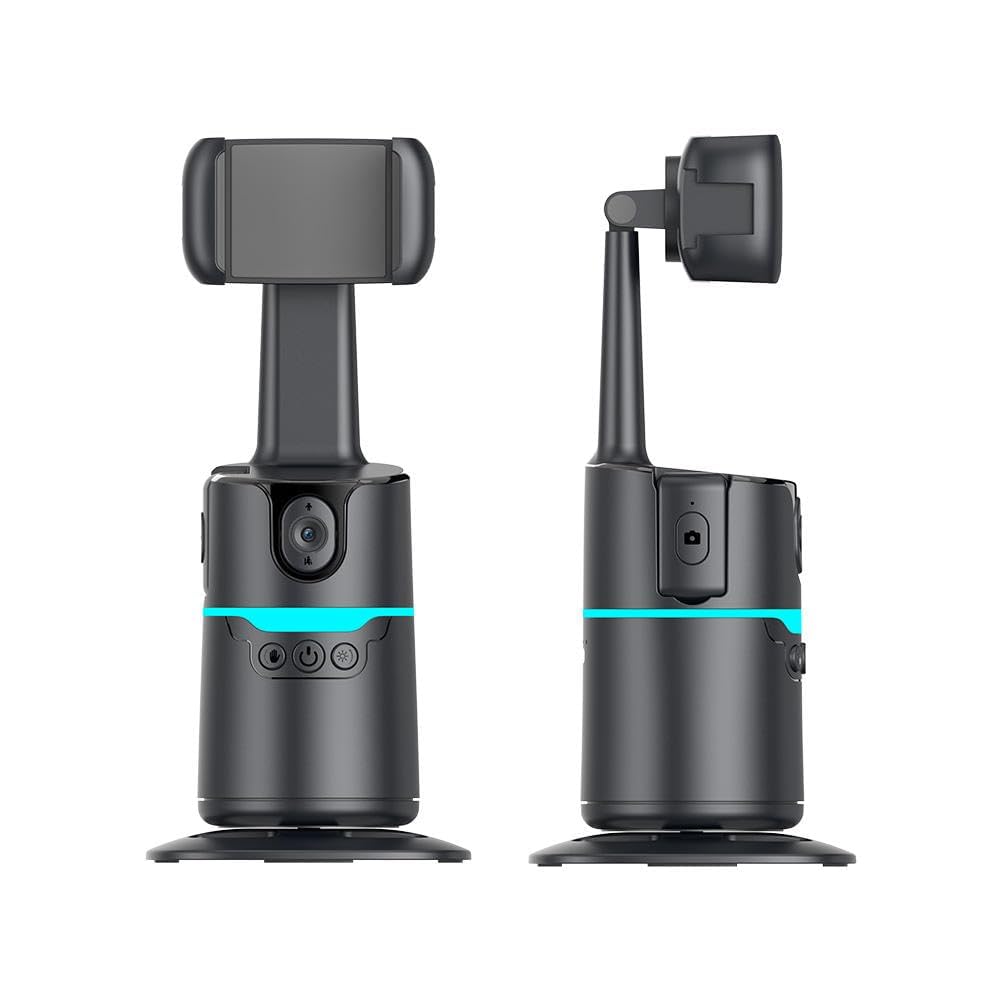 CHAMPKIA 360° Smart Shooting Gimbal with Face & Object Tracking,Auto-Rotation Tripod Stand, Rechargeable Battery & Glowing Lights, Ideal for Vlogging, Live Streaming & Video Calls