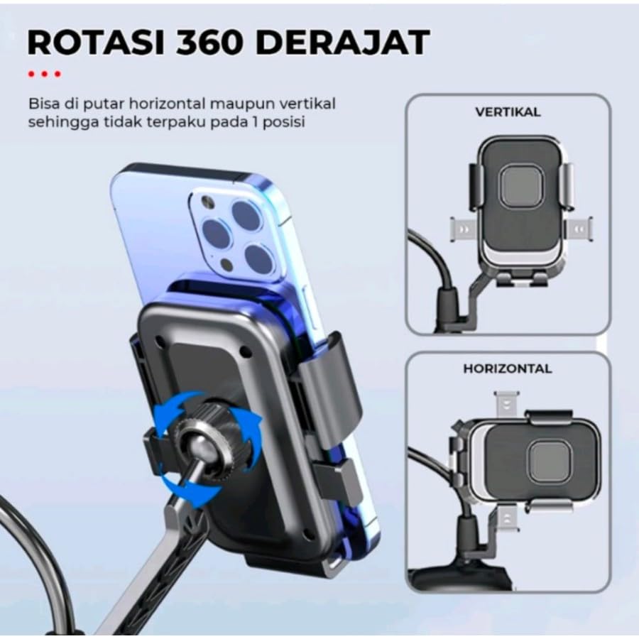 EYUVAA Universal Motorcycle Mobile Phone Holder | 360° Rotatable, Shockproof & Anti-Slip Handlebar Mount | One-Hand Quick Release for 4.7”-7” Smartphones Holder for Bikes & Scooters