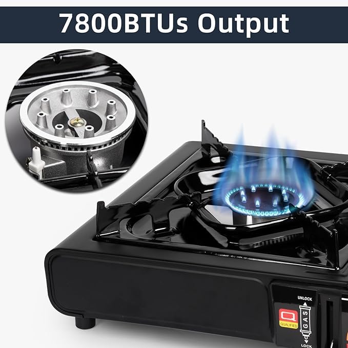 EYUVAA Portable Gas Stove for Travel with Carrying Case| Dual Fuel Camping Stove for LPG & Butane Cylinder| Compact Cooking Stove for Indoor, Outdoor Camping, Hiking & Emergency Use