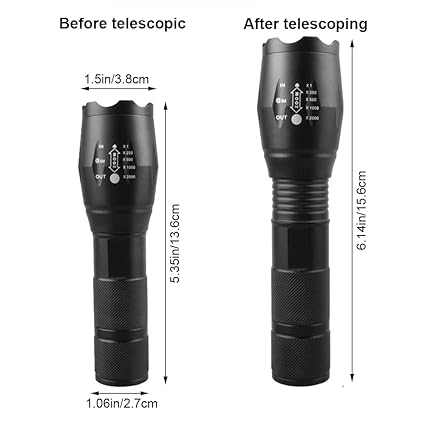 EYUVAA Rechargeable Emergency Torch Light with Universal Battery Charger | Waterproof, Compact, Zoomable Tactical Rechargeable Light for Home, Camping, Hiking, Outdoor & Emergency Use