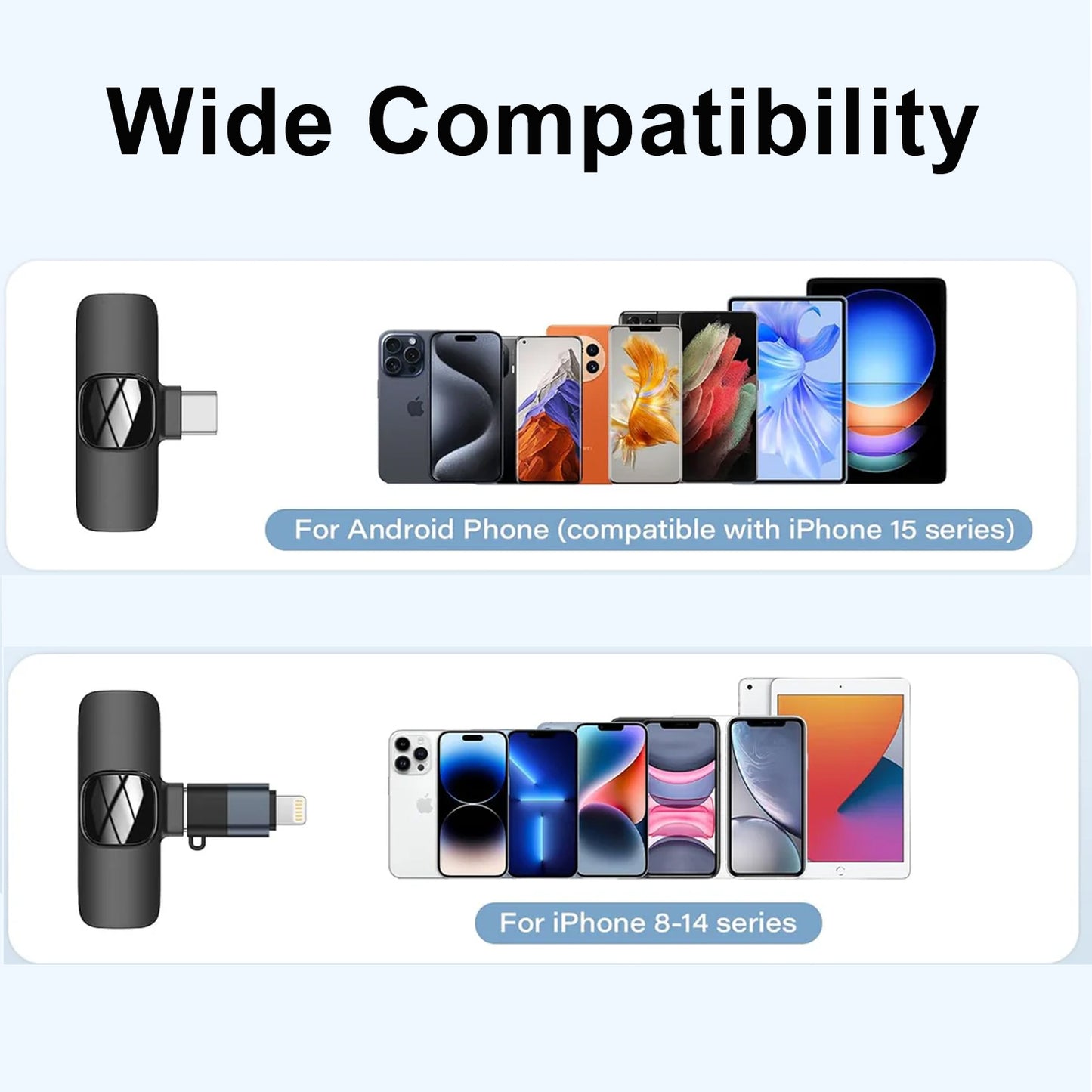 CHAMPKIA Wireless Lavalier Microphone for All Smartphones | Plug & Play Collar Mic with Noise Reduction | Clear Audio for Vlogging, YouTube, Interviews & Online Classes (K-8)
