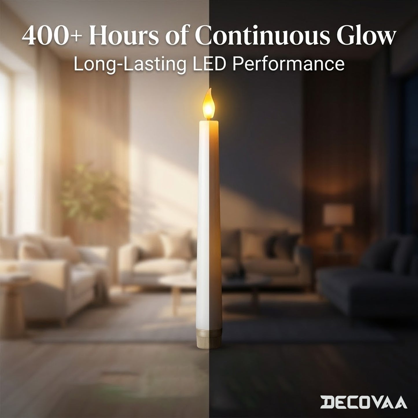 DECOVAA Flameless LED Taper Candles 11 Inch, Battery Operated Candles with Realistic 3D Flickering Flame, Dripless Smokeless Decorative Lights for Home Decor, Diwali, Wedding, Dinner
