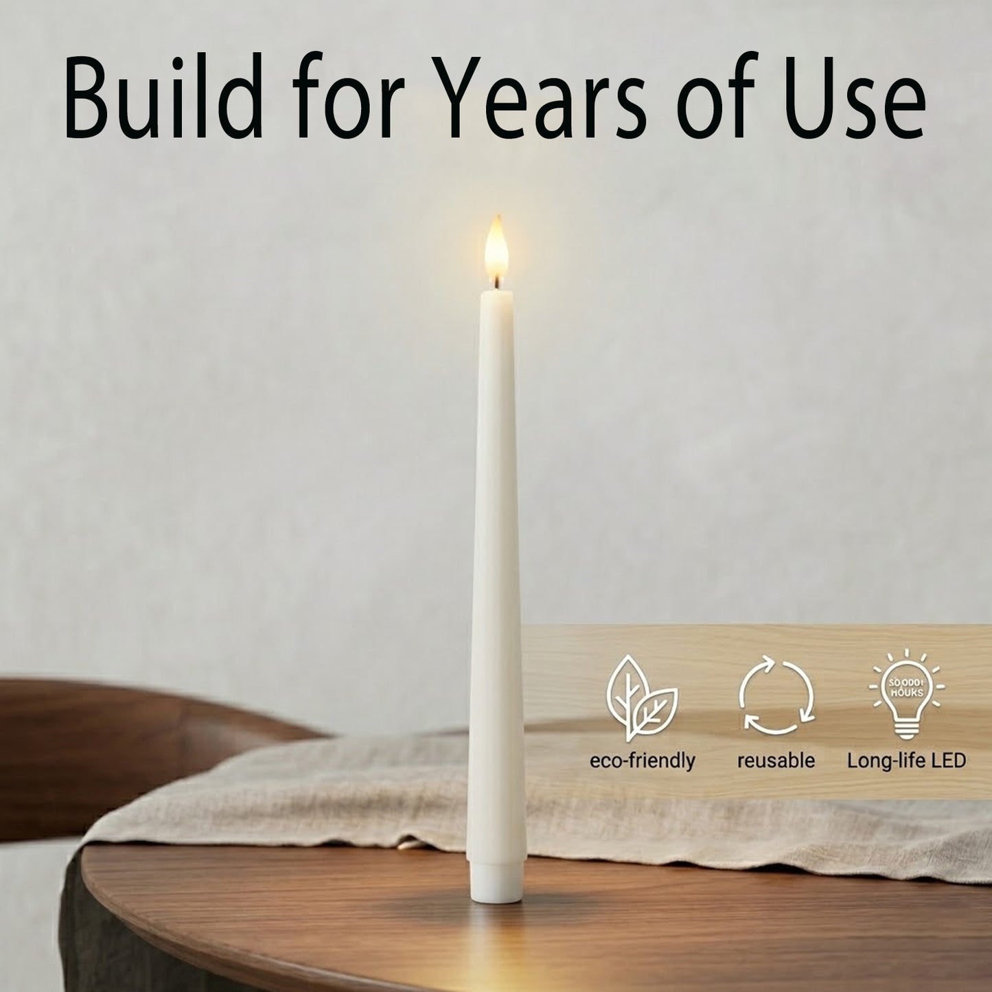 DECOVAA Flameless LED Taper Candles 11 Inch, Battery Operated Candles with Realistic 3D Flickering Flame, Dripless Smokeless Decorative Lights for Home Decor, Diwali, Wedding, Dinner