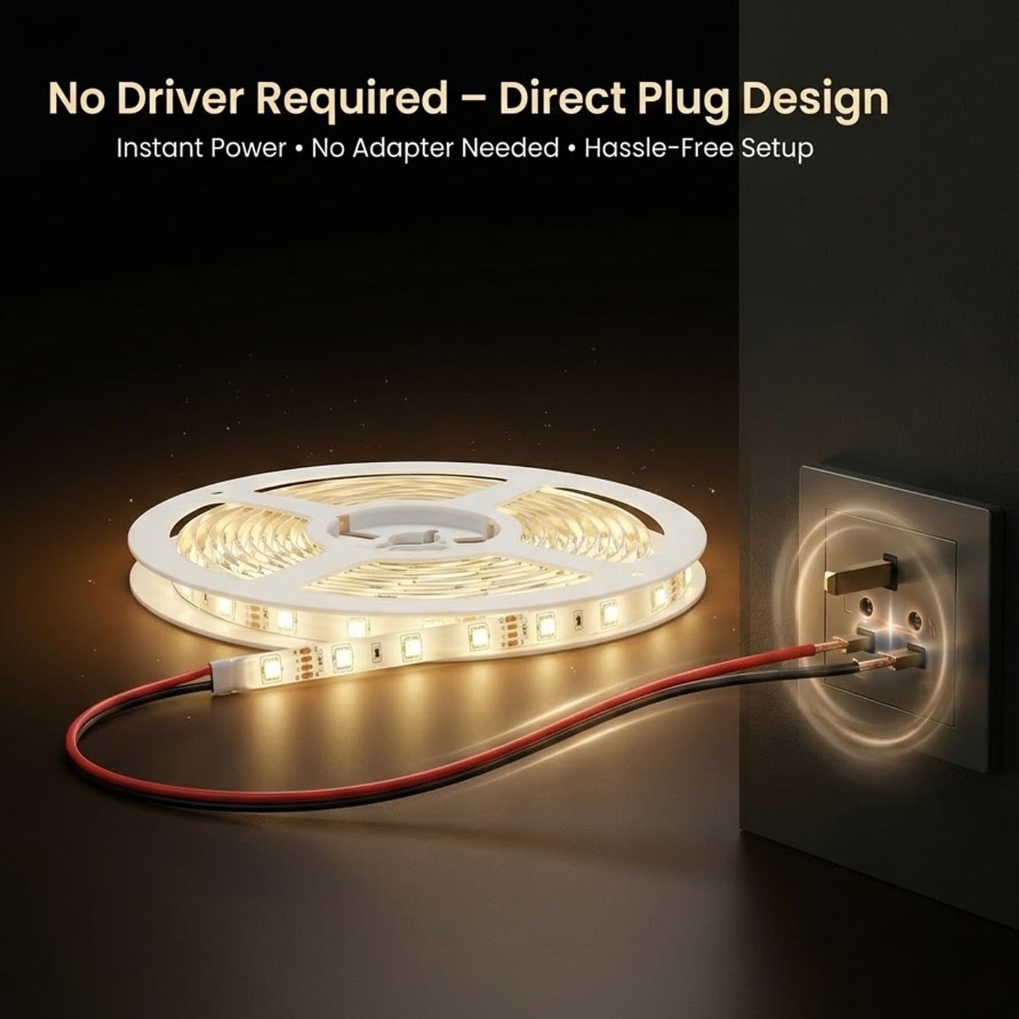 DECOVAA 10M LED Strip Light with Direct Plug, 240 LEDs Per Meter Flexible Decorative Rope Light for Bedroom Decoration, False Ceiling, TV Backlight, Mirror, Wall, Home Decor