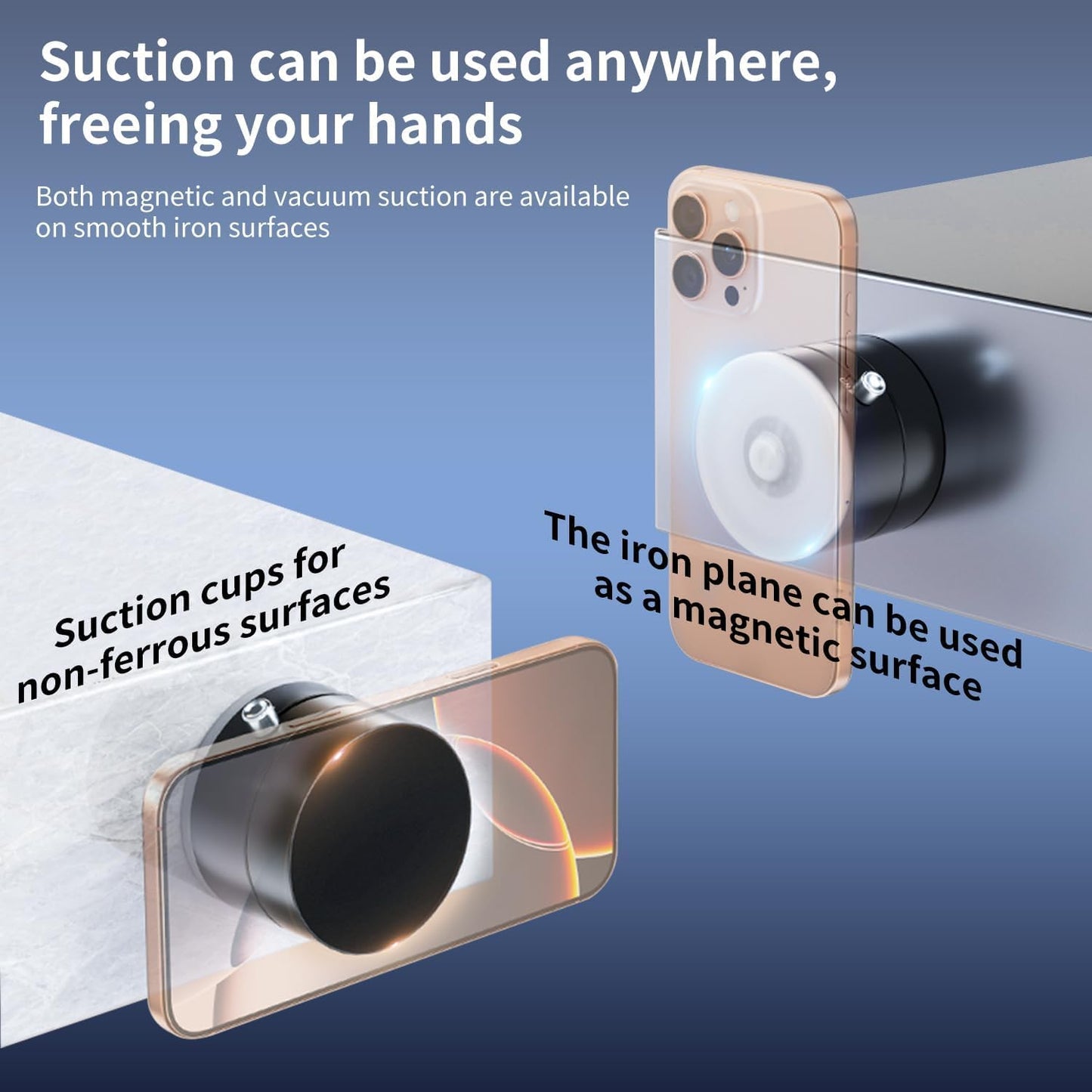 EYUVAA Vacuum Suction Magnetic Phone Holder for Car, Foldable Mobile Holder with Secure Grip Compatible with Mag Safe Car Mount, Windshield, Dashboard, Office Desk, Mirror