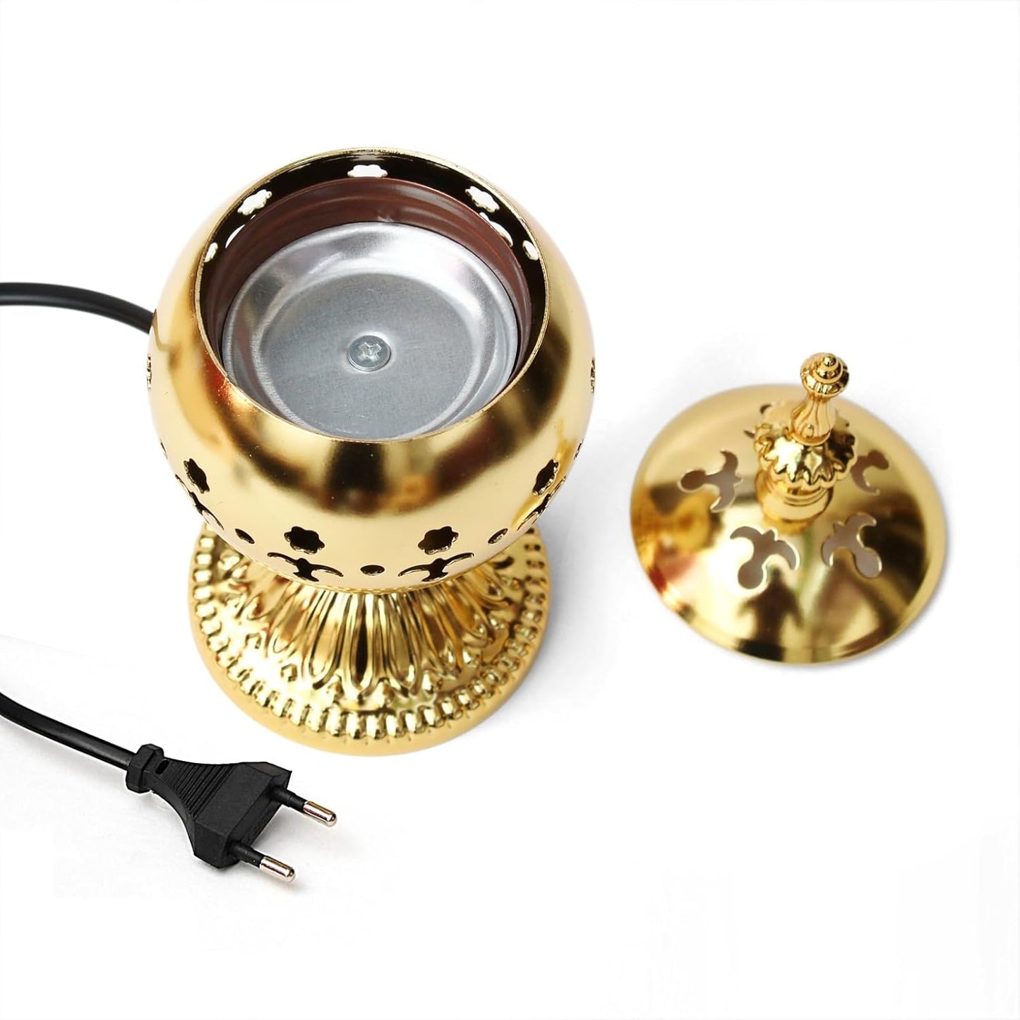 EYUVAA Brass Electrical Camphor Burner| Incense Burner| Kapoor Dani| Aroma Diffuser and Kapoor Burner with Night Lamp for Home, Office, Yoga, Meditation, Aromatherapy Décor