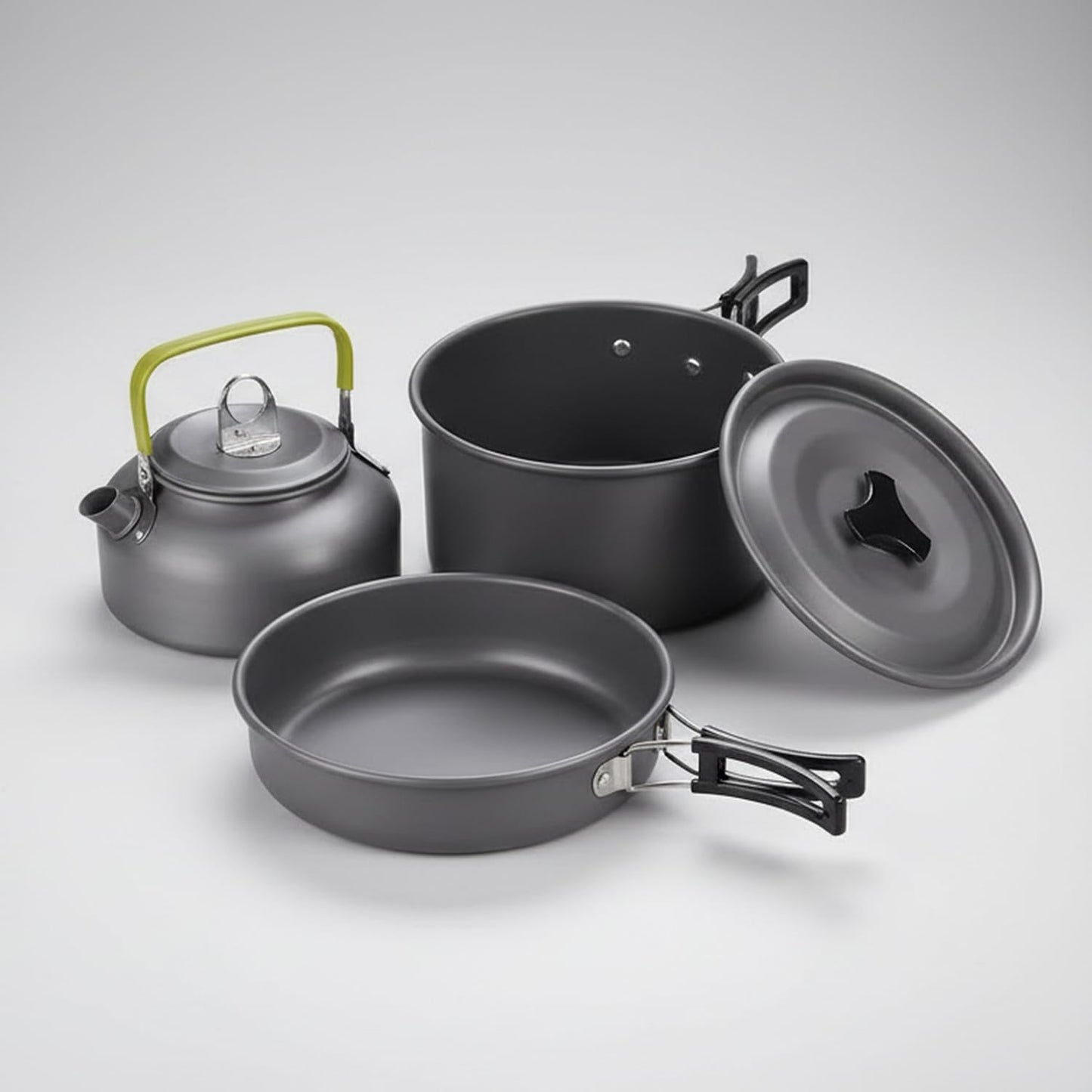 EYUVAA Camping Cookware Set, Lightweight Portable Outdoor Cooking Set with Pot, Pan, Kettle, Bowls & Utensils, Non-Stick Aluminium Camping Kitchen Set for Hiking,Trekking, Picnic & Travel