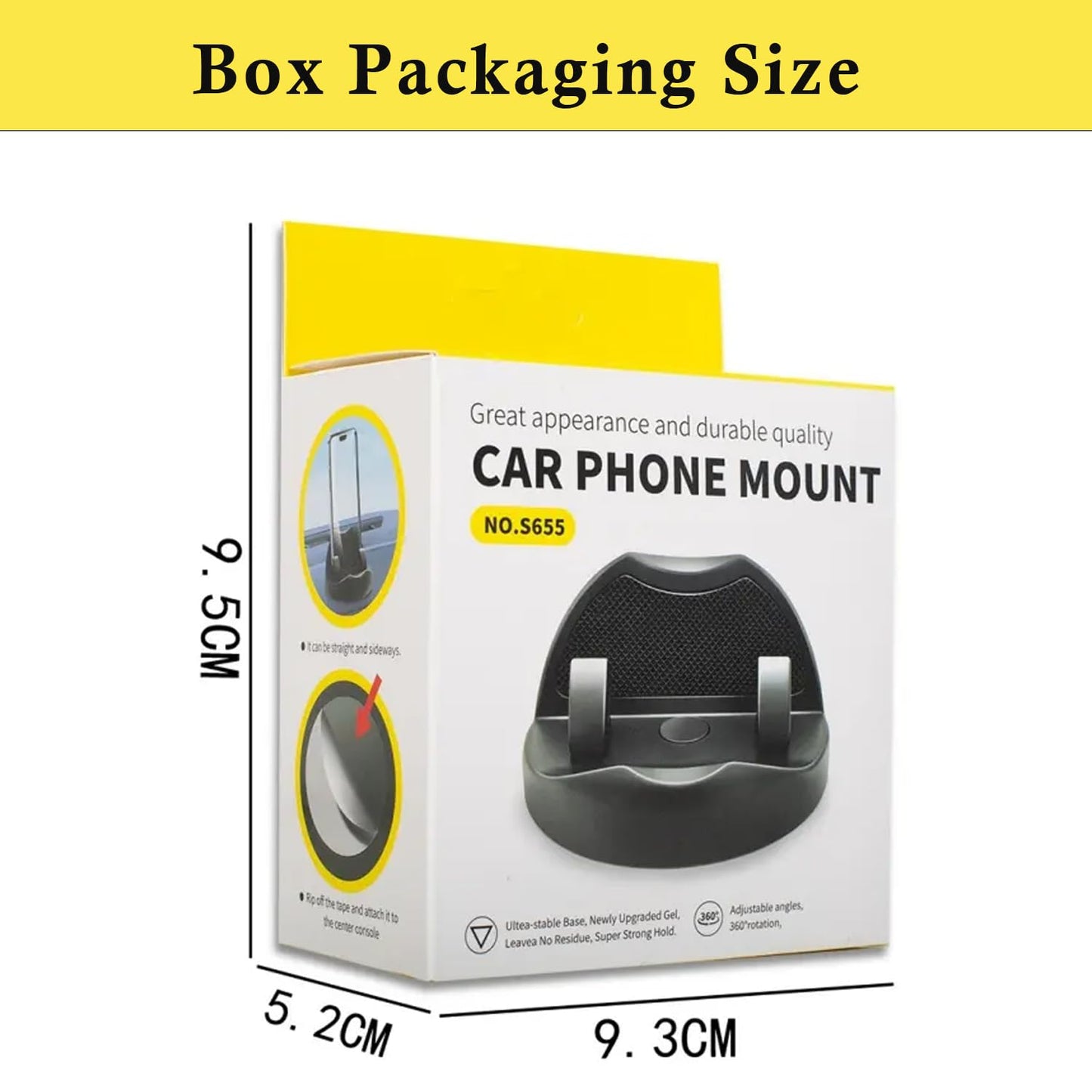 EYUVAA Universal Phone Holder for Dashboard | 360° Rotatable Car Mobile Holder| Phone Mount for Car Dashboard | Adjustable Stand for Portrait & Landscape Viewing